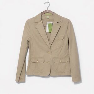 🏷️NWT Sigred Olsen Cotton Chino Blazer – Classic Khaki Minimal Jacket Size S (4)